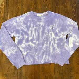 NWT Spiritual Gangster Peace Mazzy Crop Sweatshirt Purple Tie Dye Size Medium